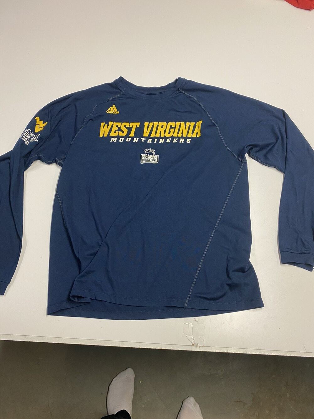 Adidas West Virginia Football Graphic T Shirt Size Medium Orange Now 2012 Blue
